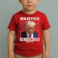 Wanted For A Second Term Trump 2024 Mugshot Toddler T-Shirt thumb 2