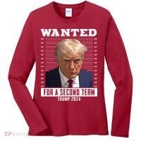 Wanted For A Second Term Trump 2024 Mugshot Women's Long Sleeve Shirt thumb 0