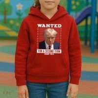 Wanted For A Second Term Trump 2024 Mugshot Kids Hoodie thumb 3