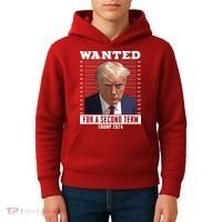 Wanted For A Second Term Trump 2024 Mugshot Kids Hoodie thumb 4