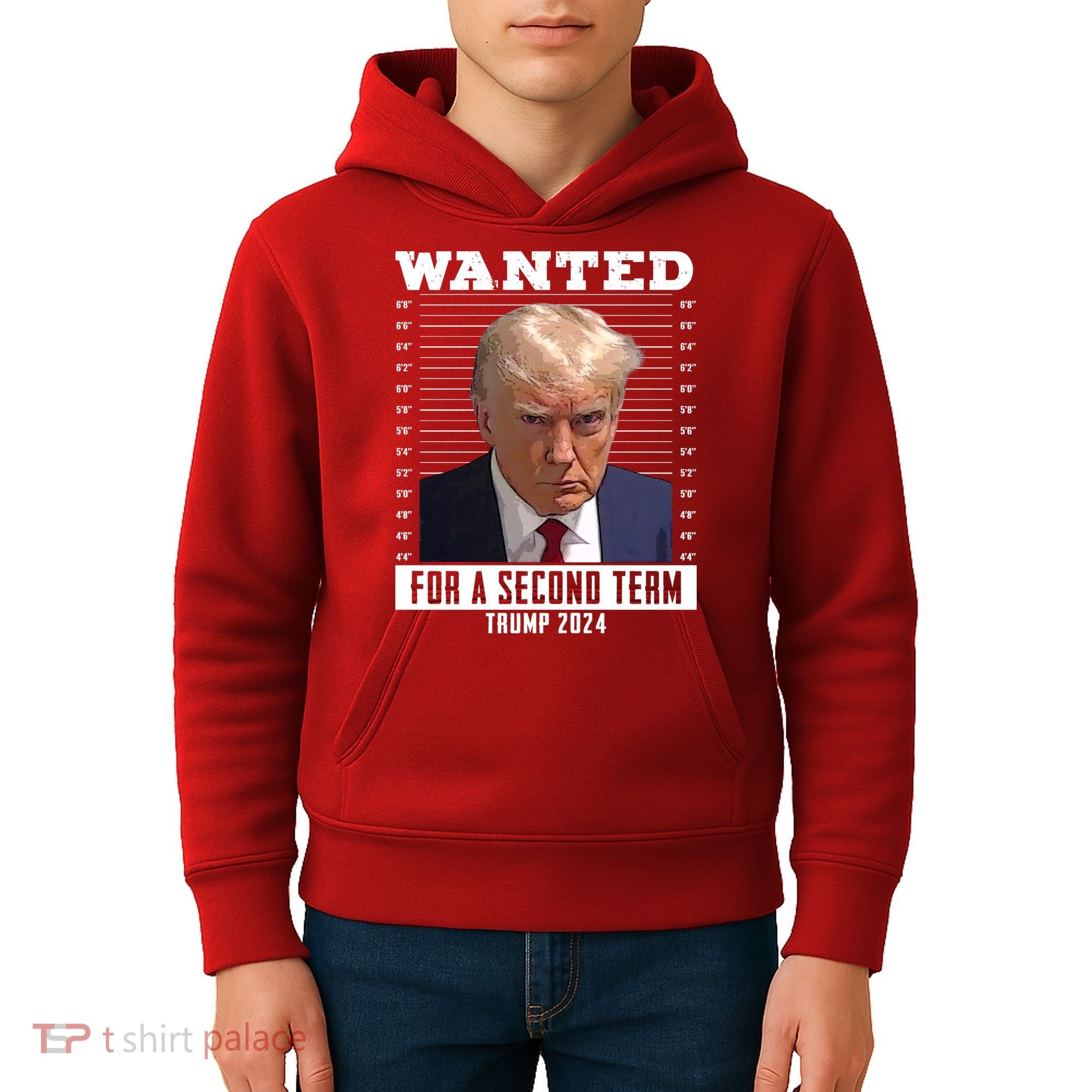 Wanted For A Second Term Trump 2024 Mugshot Kids Hoodie