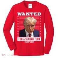 Wanted For A Second Term Trump 2024 Mugshot Kids Long Sleeve Shirt thumb 0
