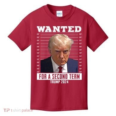 Wanted For A Second Term Trump 2024 Mugshot Kids T-Shirt