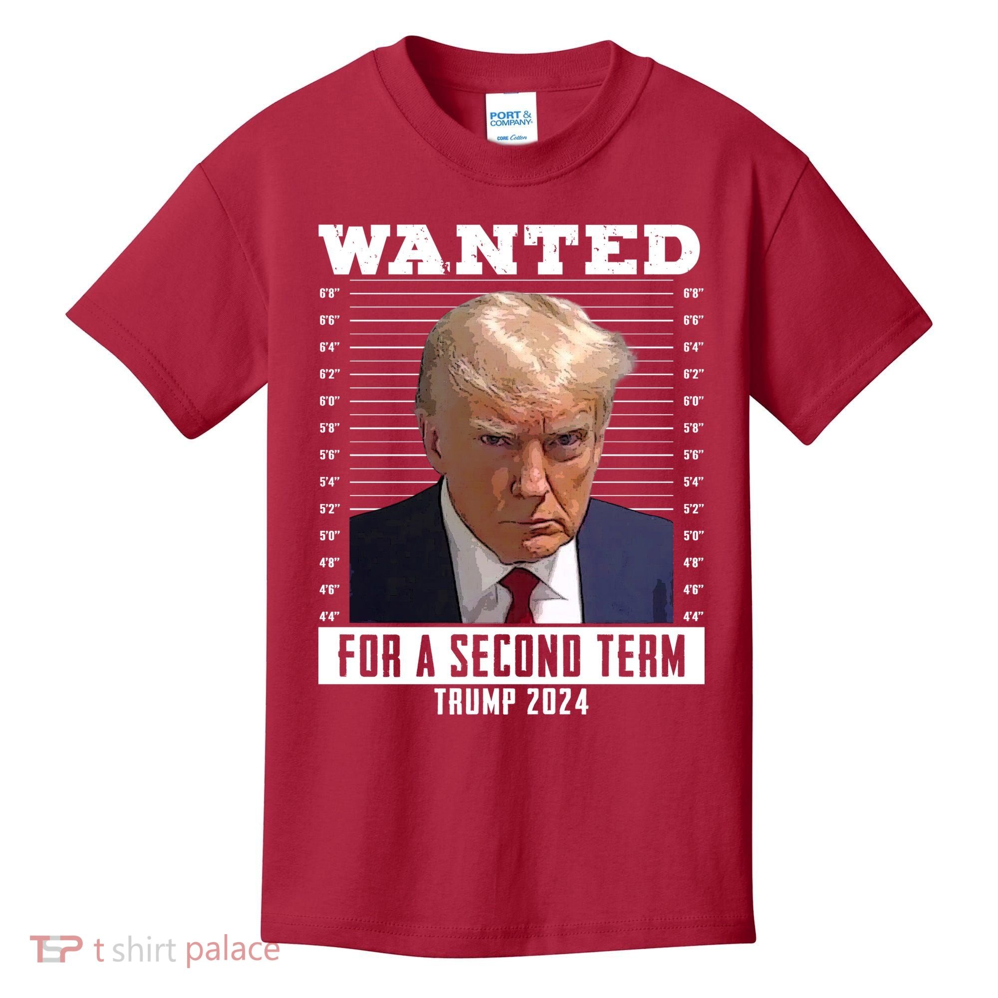 Wanted For A Second Term Trump 2024 Mugshot Kids T-Shirt