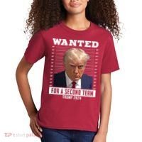 Wanted For A Second Term Trump 2024 Mugshot Kids T-Shirt thumb 2