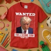 Wanted For A Second Term Trump 2024 Mugshot Kids T-Shirt thumb 3