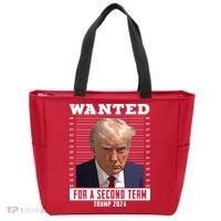 Wanted For A Second Term Trump 2024 Mugshot Tote Bag thumb 0