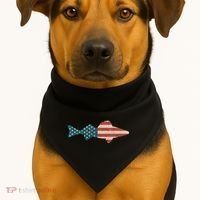 Walleye Fishing American Flag Sauger Angling USA-Made Doggie Bandana thumb 1