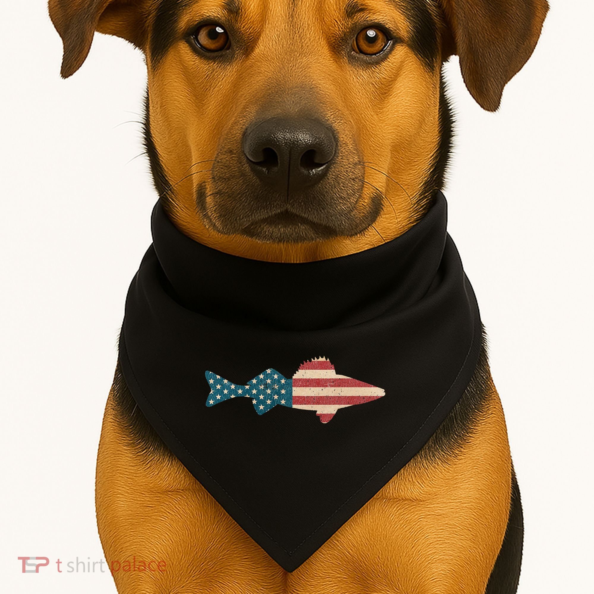 Walleye Fishing American Flag Sauger Angling USA-Made Doggie Bandana