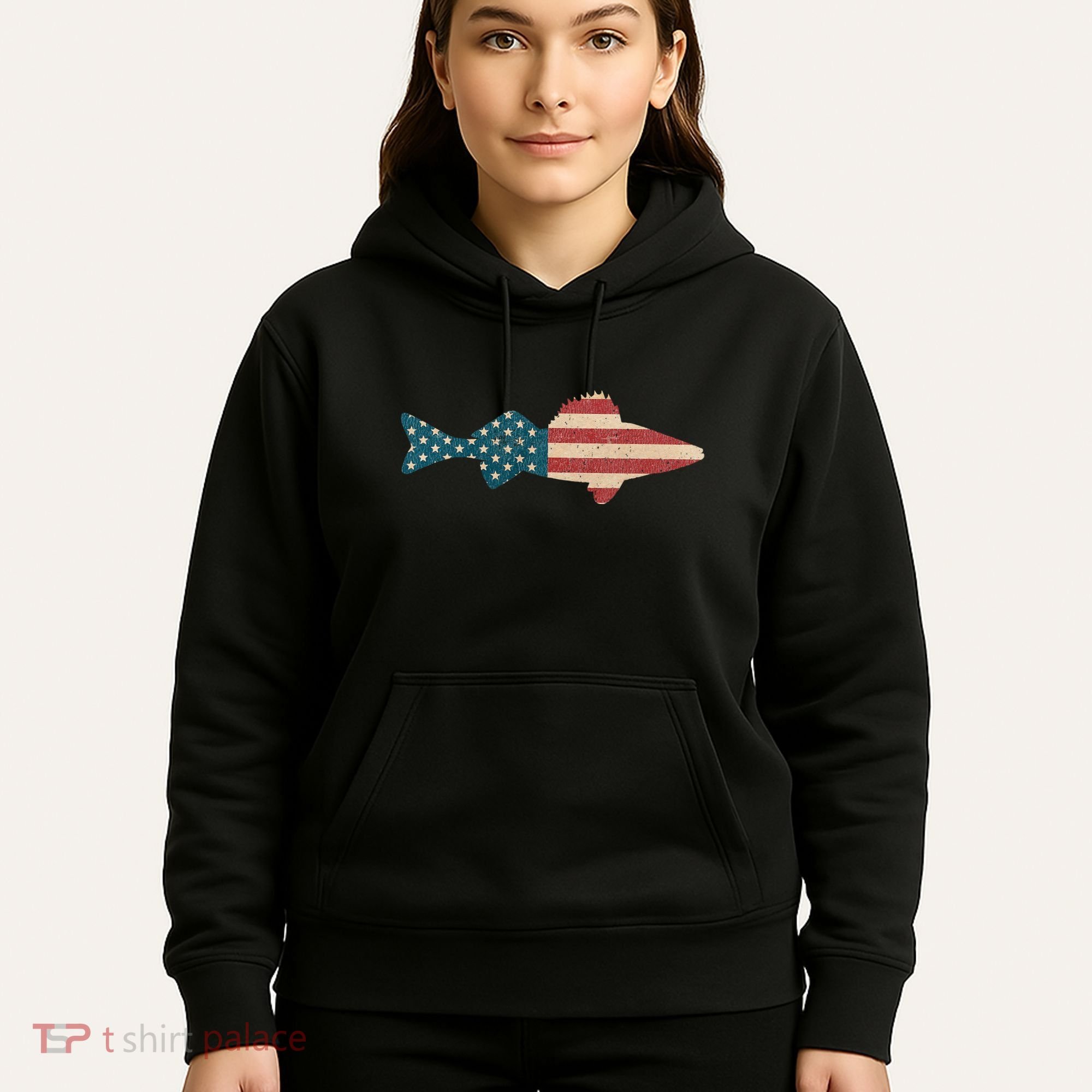 Walleye Fishing American Flag Sauger Angling Hoodie