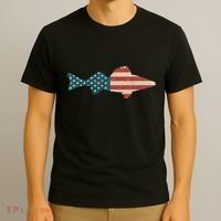 Walleye Fishing American Flag Sauger Angling T-Shirt thumb 3