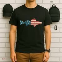 Walleye Fishing American Flag Sauger Angling T-Shirt thumb 6