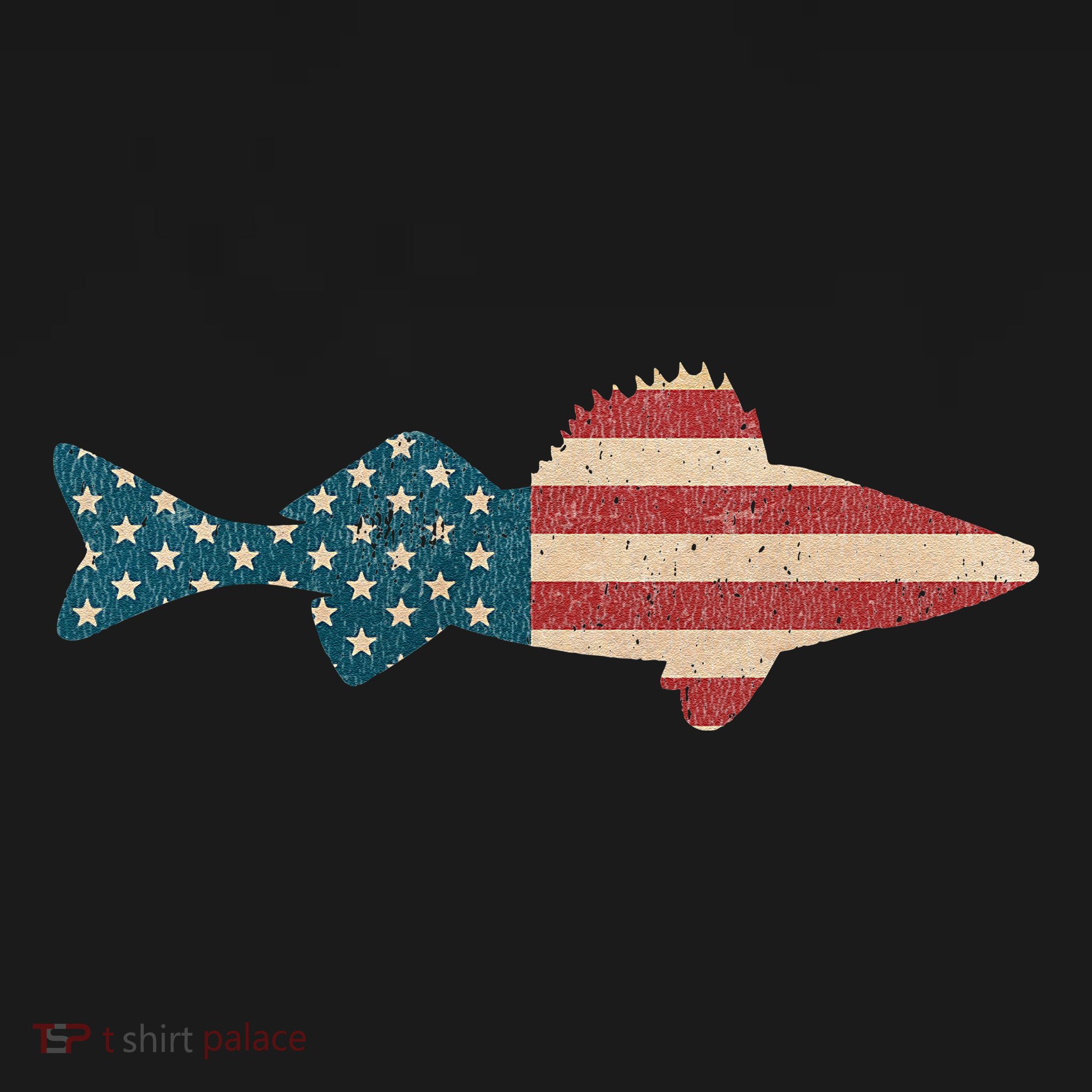Walleye Fishing American Flag Sauger Angling T-Shirt