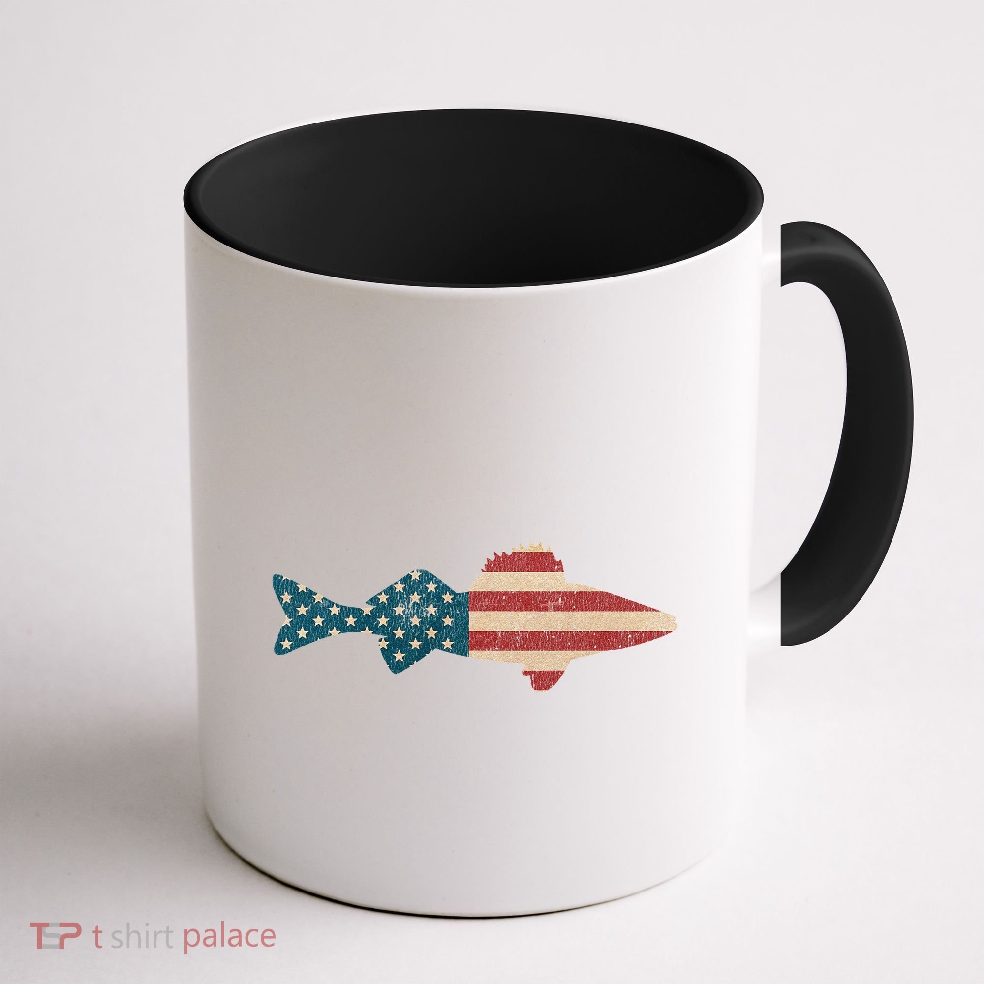 Walleye Fishing American Flag Sauger Angling Coffee Mug