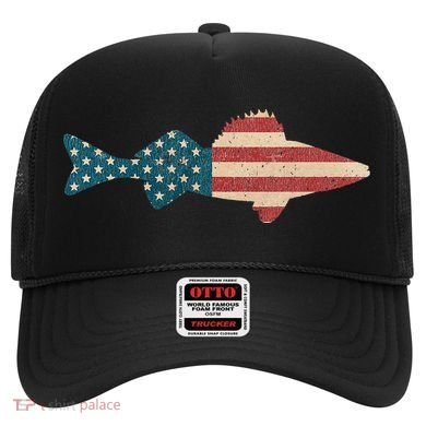 Walleye Fishing American Flag Sauger Angling Hat