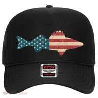 Walleye Fishing American Flag Sauger Angling Hat thumb 0