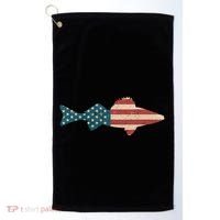 Walleye Fishing American Flag Sauger Angling Golf Towel thumb 0