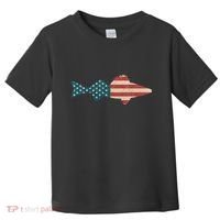 Walleye Fishing American Flag Sauger Angling Toddler T-Shirt thumb 0