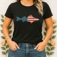 Walleye Fishing American Flag Sauger Angling Women's T-Shirt thumb 2