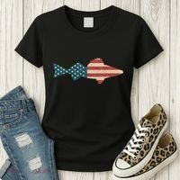 Walleye Fishing American Flag Sauger Angling Women's T-Shirt thumb 3