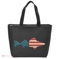 Walleye Fishing American Flag Sauger Angling Tote Bag thumb 0