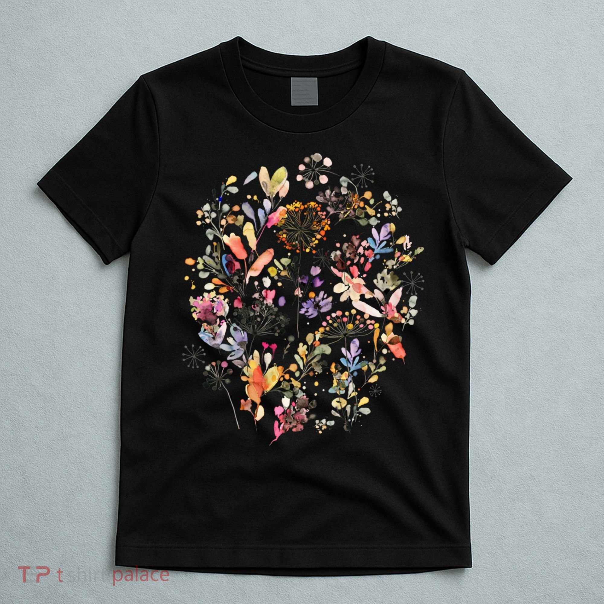 Wild Flowers And Plants Watercolor Wild Nature Botanical Print T-Shirt