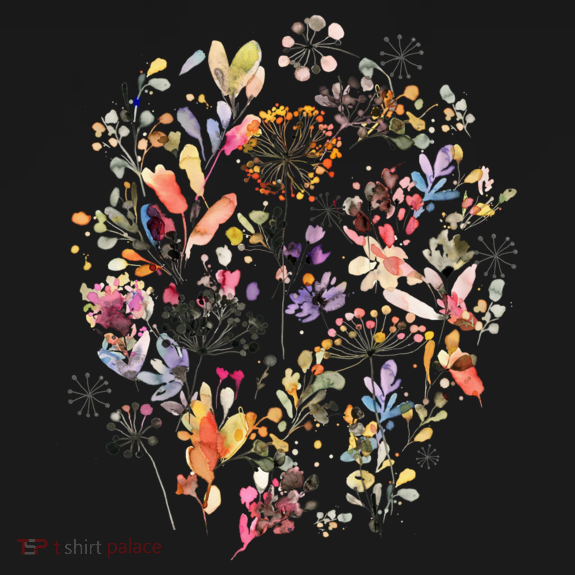 Wild Flowers And Plants Watercolor Wild Nature Botanical Print T-Shirt