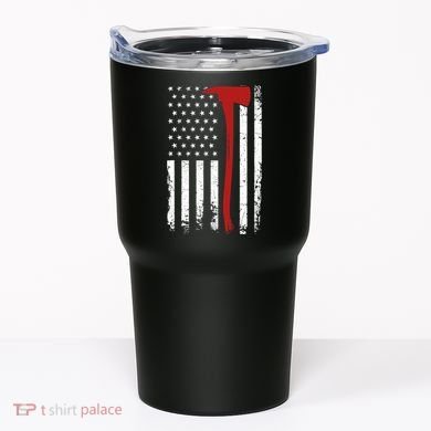 Wildland Firefighter Axe American Flag Thin Red Line Fireman Tumbler