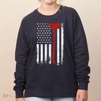 Wildland Firefighter Axe American Flag Thin Red Line Fireman Women's Sweatshirt thumb 0
