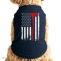 Wildland Firefighter Axe American Flag Thin Red Line Fireman Doggie Tank thumb 0