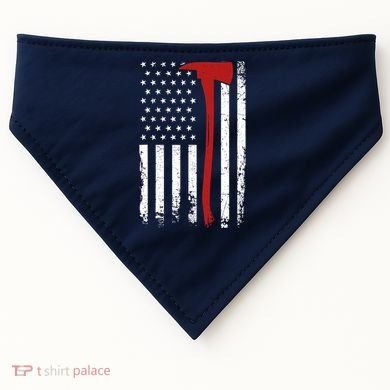Wildland Firefighter Axe American Flag Thin Red Line Fireman USA-Made Doggie Bandana