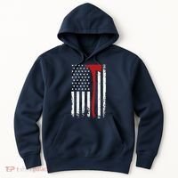 Wildland Firefighter Axe American Flag Thin Red Line Fireman Hoodie thumb 0
