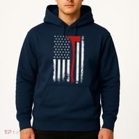 Wildland Firefighter Axe American Flag Thin Red Line Fireman Hoodie thumb 2