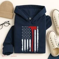 Wildland Firefighter Axe American Flag Thin Red Line Fireman Hoodie thumb 4