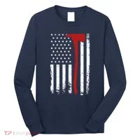 Wildland Firefighter Axe American Flag Thin Red Line Fireman Long Sleeve Shirt thumb 0