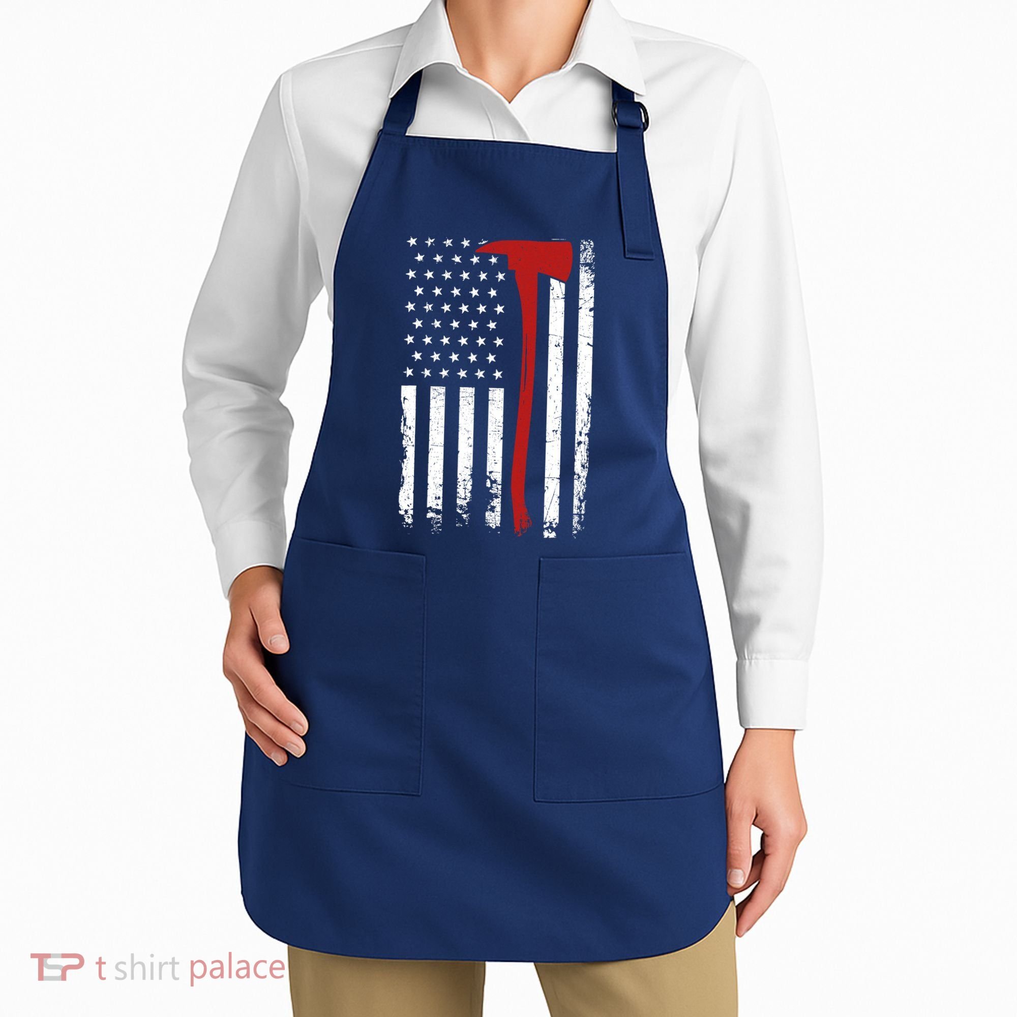 Wildland Firefighter Axe American Flag Thin Red Line Fireman Apron