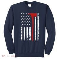 Wildland Firefighter Axe American Flag Thin Red Line Fireman Sweatshirt thumb 0