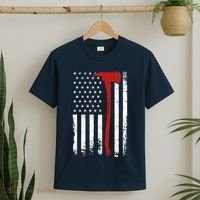 Wildland Firefighter Axe American Flag Thin Red Line Fireman T-Shirt thumb 2