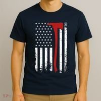 Wildland Firefighter Axe American Flag Thin Red Line Fireman T-Shirt thumb 3