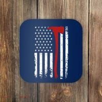 Wildland Firefighter Axe American Flag Thin Red Line Fireman Coaster thumb 0
