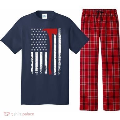 Wildland Firefighter Axe American Flag Thin Red Line Fireman Pajama Set
