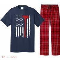 Wildland Firefighter Axe American Flag Thin Red Line Fireman Pajama Set thumb 0