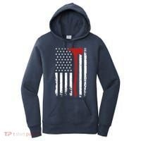 Wildland Firefighter Axe American Flag Thin Red Line Fireman Women's Hoodie thumb 0