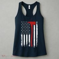 Wildland Firefighter Axe American Flag Thin Red Line Fireman Women's Tank Top thumb 3