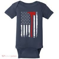 Wildland Firefighter Axe American Flag Thin Red Line Fireman Baby Bodysuit thumb 0