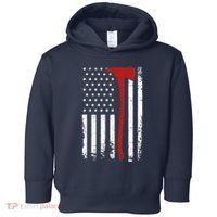 Wildland Firefighter Axe American Flag Thin Red Line Fireman Toddler Hoodie thumb 0