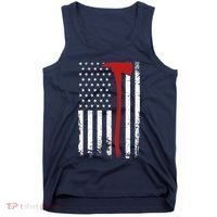 Wildland Firefighter Axe American Flag Thin Red Line Fireman Tank Top thumb 0