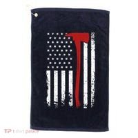 Wildland Firefighter Axe American Flag Thin Red Line Fireman Golf Towel thumb 0