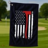 Wildland Firefighter Axe American Flag Thin Red Line Fireman Golf Towel thumb 1