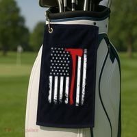 Wildland Firefighter Axe American Flag Thin Red Line Fireman Golf Towel thumb 2